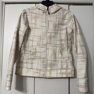 Columbia Women's Hooded Soft Shell Plaid Jacket - Cream and Tan Omni Shield